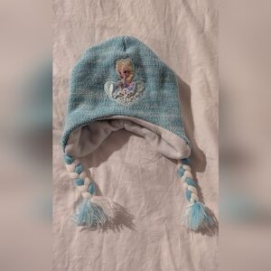 Disney Hat Elsa Frozen Blue Girls Hat Tasels Size 4-16 Winter